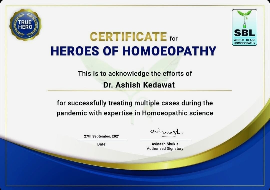Homoeopathy recognition certificate